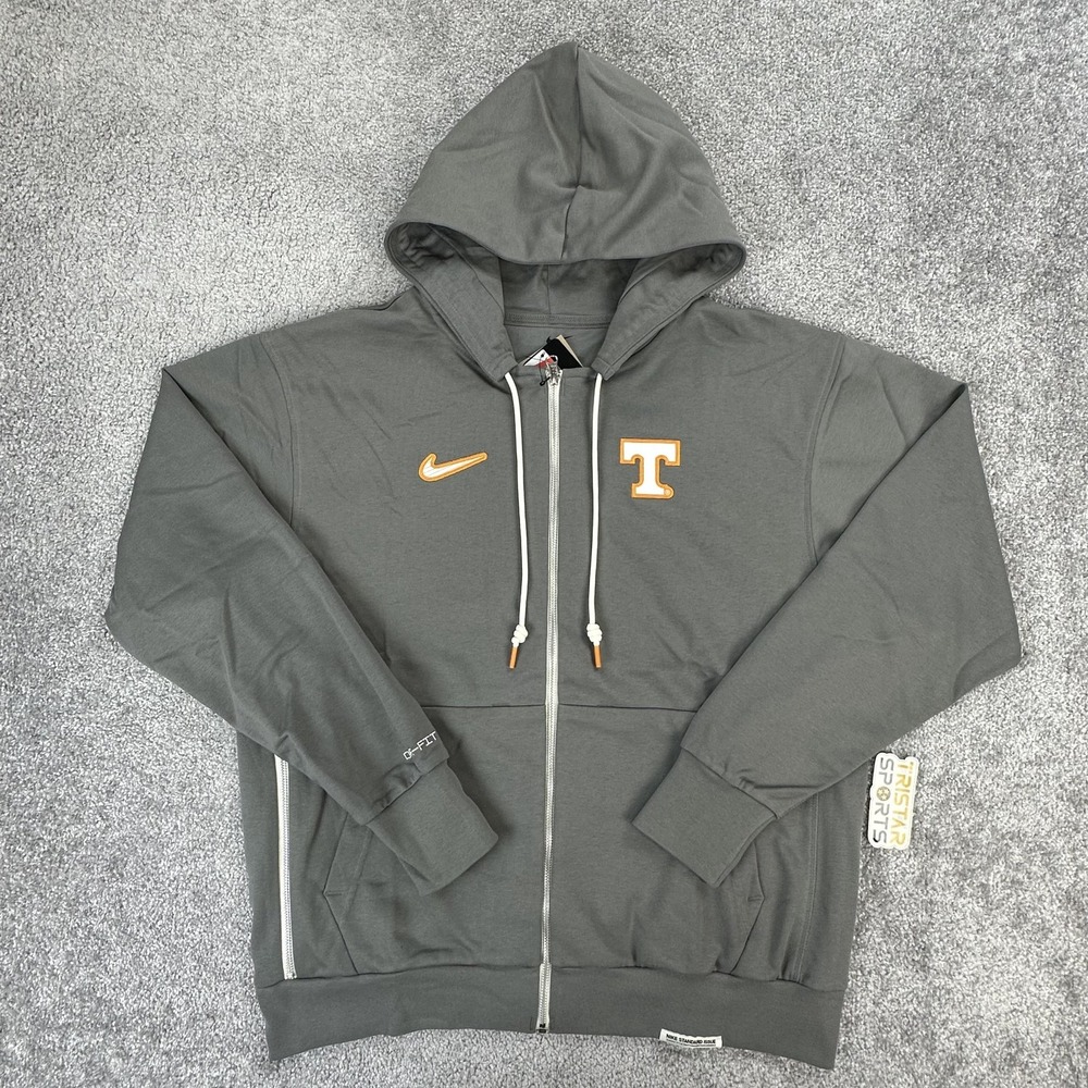 Tennessee Volunteers Hoodie Mens Large Gray NCAA Football Nike Dri-FIT Full Zip